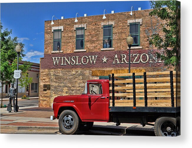 Winslow Arizona Acrylic Print featuring the photograph Standin' On the Corner by Jeanne May