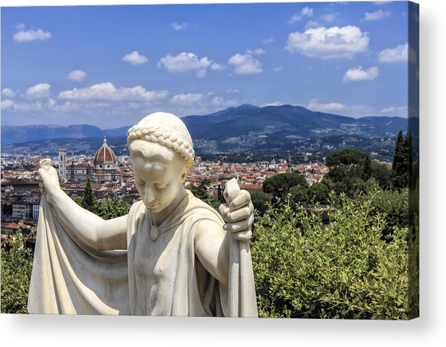 Italy Acrylic Print featuring the photograph Statue at San Miniato al Monte by Rick Starbuck