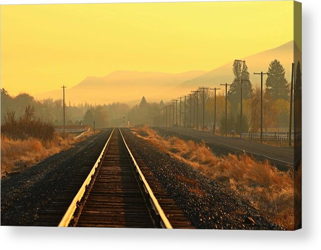 Railroad Tracks Acrylic Print featuring the photograph Stay on track by Lynn Hopwood