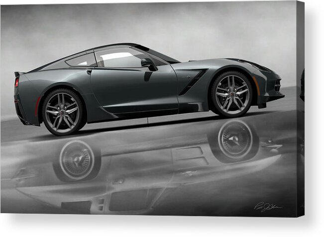 Corvette Acrylic Print featuring the digital art Stingray Returns by Peter Chilelli