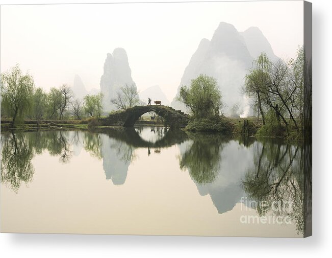 Bridge Acrylic Print featuring the photograph Stone Bridge in Guangxi Province China by King Wu