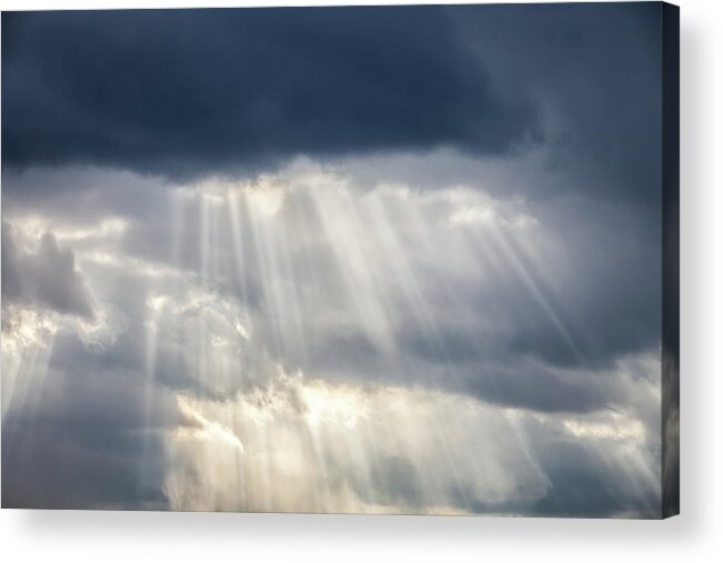 Sunlight Acrylic Print featuring the photograph Storm Clouds & Sun Beams by Ryasick