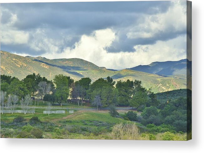 Linda Brody Acrylic Print featuring the photograph Storm Clouds from Santiago Canyon Road IV by Linda Brody