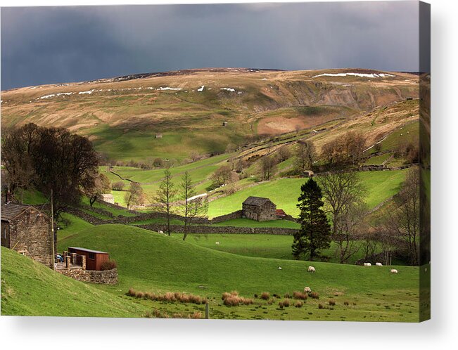 Grass Acrylic Print featuring the photograph Storm Clouds Over Rolling Hills by John Short / Design Pics