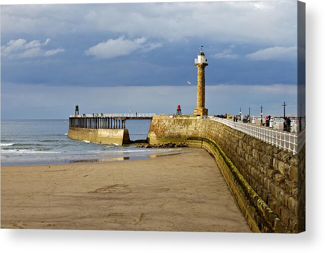Landscape Acrylic Print featuring the photograph Storm over Whitby Pier by Mark Egerton