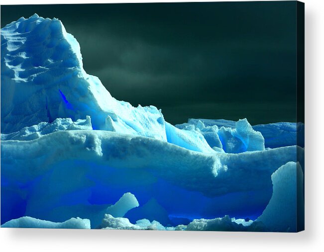 Iceberg Acrylic Print featuring the photograph Stormy Icebergs by Amanda Stadther