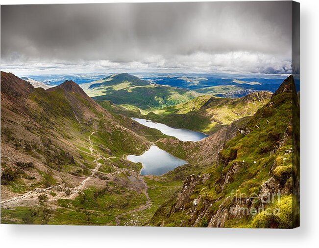 Beautiful Acrylic Print featuring the photograph Stormy skies over Snowdonia by Jane Rix