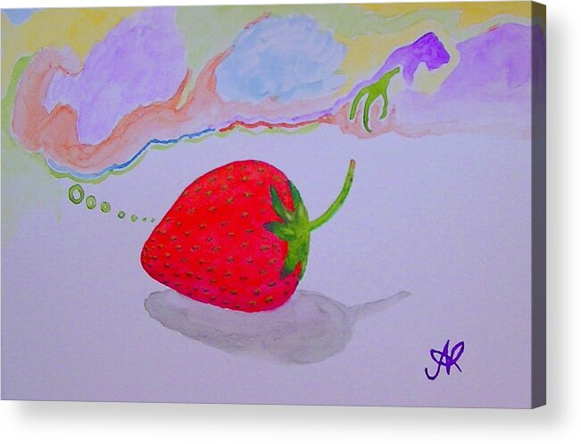 Strawberry Acrylic Print featuring the painting Strawberry Thoughts by Nieve Andrea