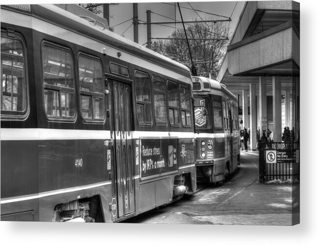 Black And White Photography Acrylic Print featuring the photograph Street Cars in Monochrome by Nicky Jameson