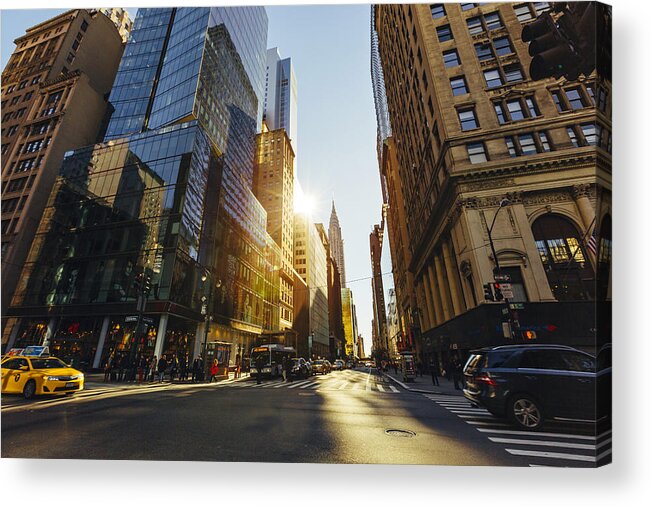 People Acrylic Print featuring the photograph Streets of Manhattan, New York City, New York State, USA by Alexander Spatari
