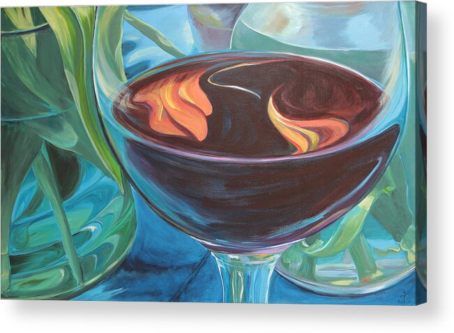 Wine Acrylic Print featuring the painting Stride by Trina Teele