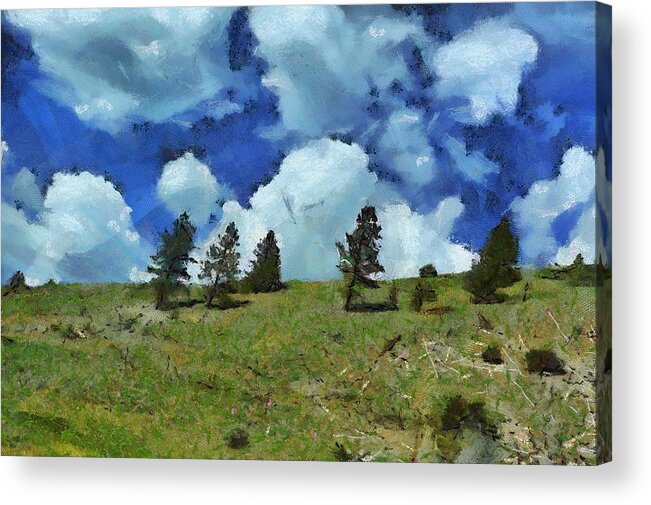 Trees Acrylic Print featuring the digital art Strong Winds by Carrie OBrien Sibley