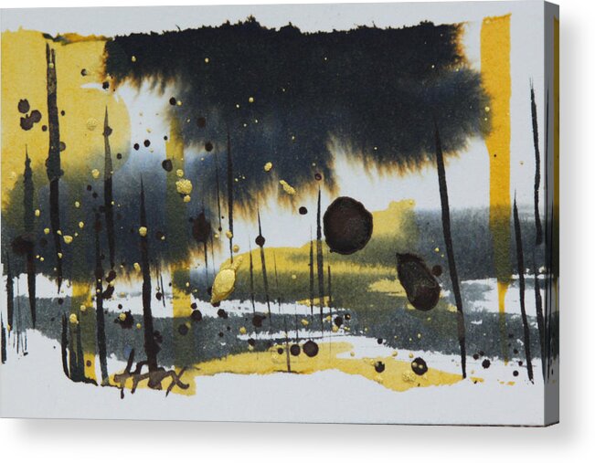 Gold Acrylic Print featuring the painting Study in Black and Gold by Allison Fox