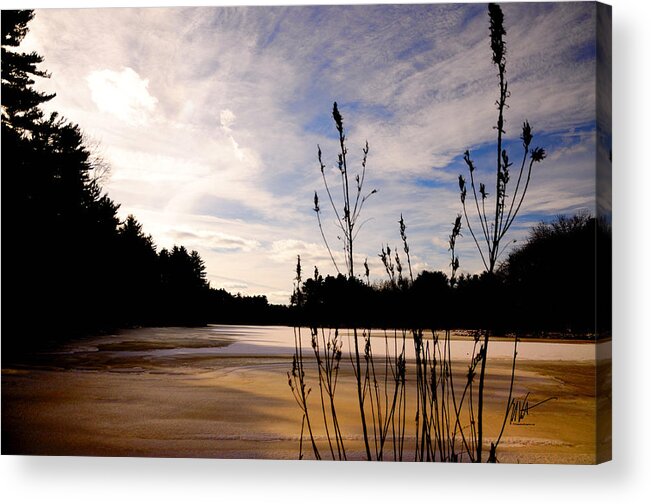 Sudbury Acrylic Print featuring the photograph Sudbury Grist Mill Pond Winter Light by Mark Valentine