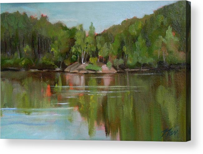 Mirror Lake Acrylic Print featuring the painting Summer at Mirror Lake by Nancy Griswold