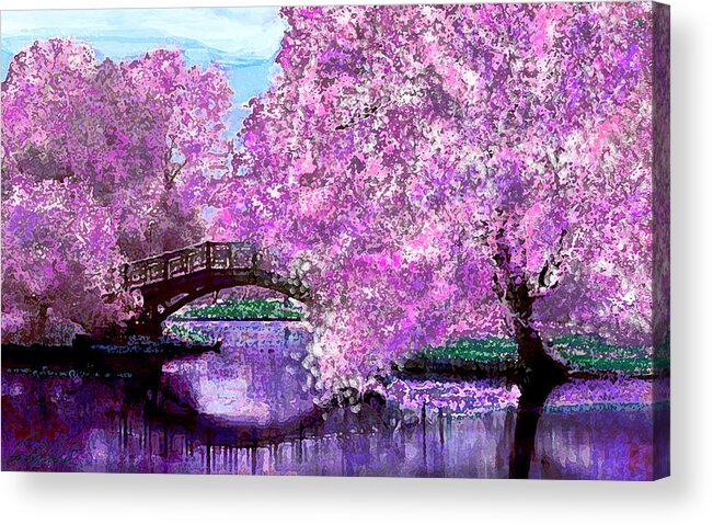 Cherry Acrylic Print featuring the painting Summer Bridge by Michele Avanti