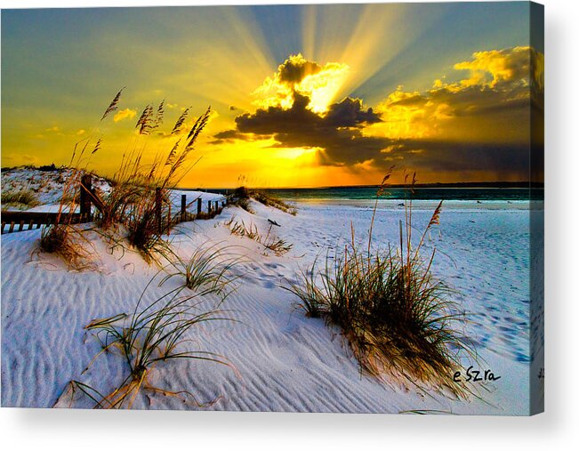 Sun Acrylic Print featuring the photograph Sun Rays Golden Landscape by Eszra Tanner