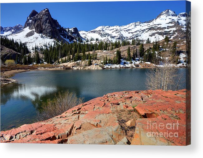 Wasatch Mountains Acrylic Print featuring the photograph Sundial Peak and Lake Blanche in Spring by Gary Whitton