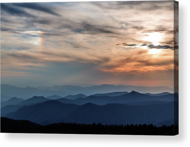 Scenics Acrylic Print featuring the photograph Sundog Over The Cowee Mountains by Michael Kight