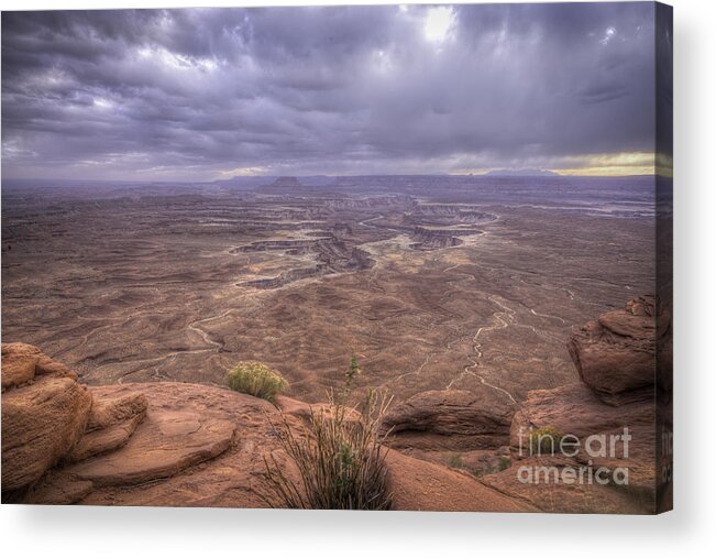 Color Landscape Photography Acrylic Print featuring the photograph Sundown at Green River by David Waldrop