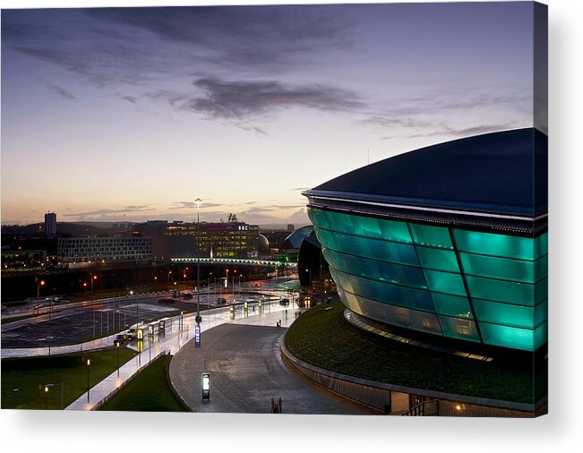 Cityscape Acrylic Print featuring the photograph Sundown over Glasgow by Stephen Taylor