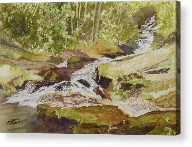 Roaring Fork Falls Acrylic Print featuring the painting Sunlight Rocks and Water II by Joel Deutsch