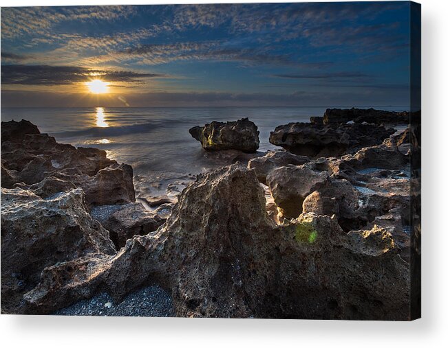 Coral Cove Acrylic Print featuring the photograph Sunrise at Coral Cove Park in Jupiter by Andres Leon