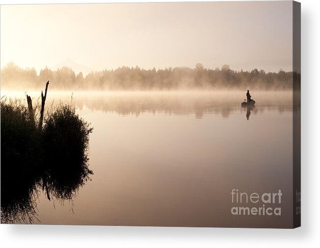 Lake Cassidy Acrylic Print featuring the photograph Sunrise Lake Cassidy With Fishermen by Jim Corwin