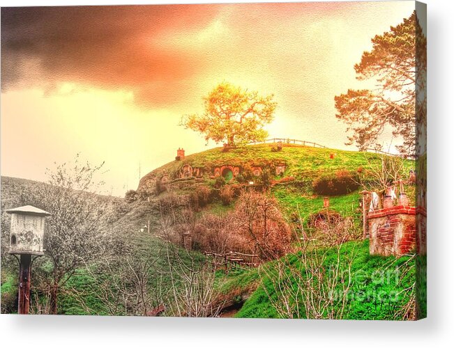 Hobbiton Acrylic Print featuring the photograph Sunrise of Hobbiton by HELGE Art Gallery