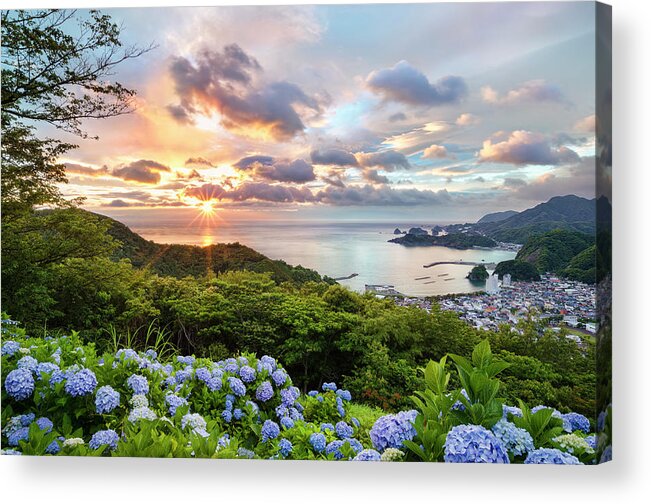 Tranquil Scene Acrylic Print featuring the photograph Sunset At Hydrangea Hills by Tommy Tsutsui