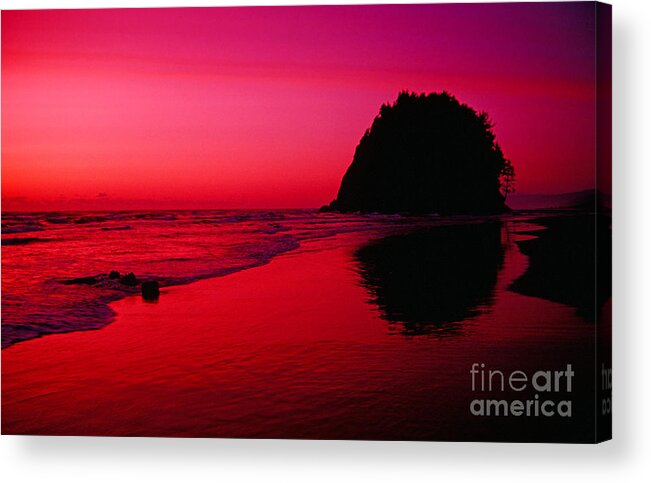 Beach Acrylic Print featuring the photograph Sunset at Neskowin Beach- Proposal Rock by Rick Bures