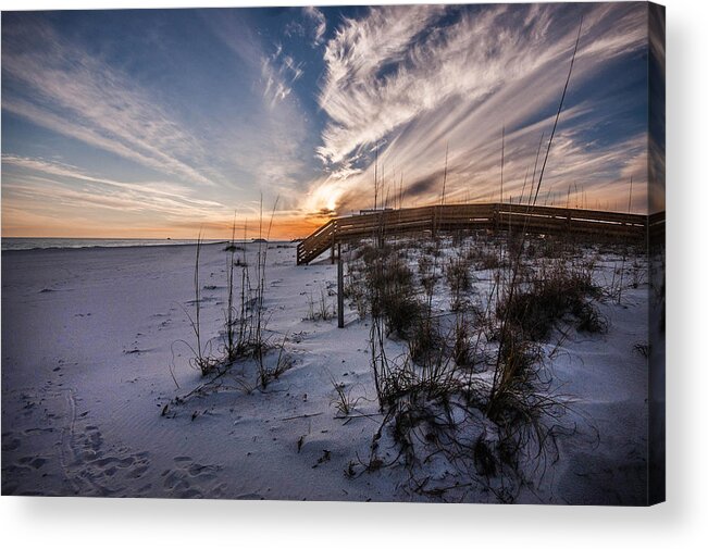 Palm Acrylic Print featuring the digital art Sunset at the Cottages of Romar by Michael Thomas