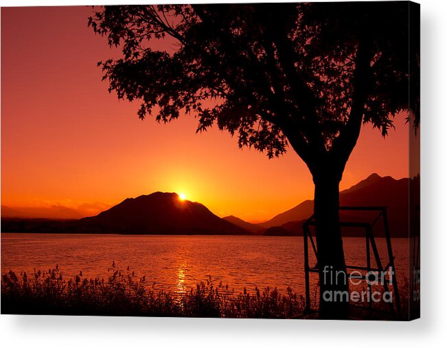 Sunset At The Lake Acrylic Print featuring the photograph Sunset at the Lake by Beverly Claire Kaiya