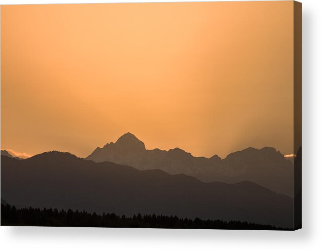 Sunset Acrylic Print featuring the photograph Sunset behind the Julian Alps by Ian Middleton