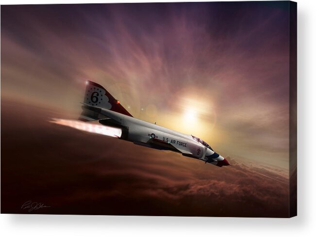 Thunderbirds Acrylic Print featuring the digital art Sunset Burn by Peter Chilelli