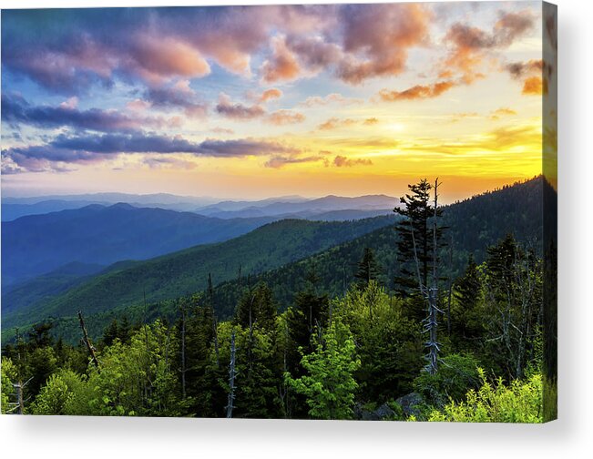 Clingmans Dome Acrylic Print featuring the photograph Sunset from Clingmans dome by Anthony Heflin
