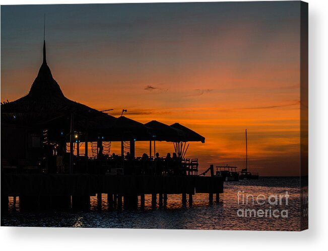Pelican Pier Acrylic Print featuring the photograph Sunset From Pelican Pier by Judy Wolinsky
