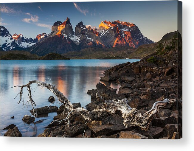 Scenics Acrylic Print featuring the photograph Sunset in Torres del Paine National Park, Chile by Anton Petrus