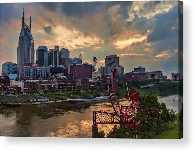Neon Acrylic Print featuring the photograph Sunset Nashville by Diana Powell