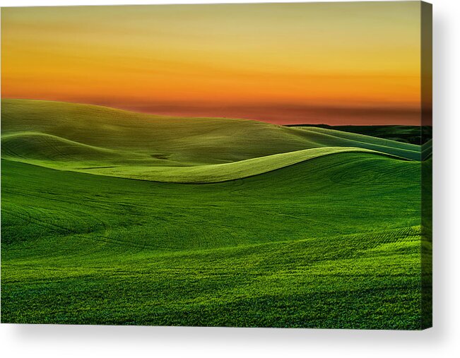 Tranquility Acrylic Print featuring the photograph Sunset Near Moscow Idaho-palouse Series by Larry Gerbrandt