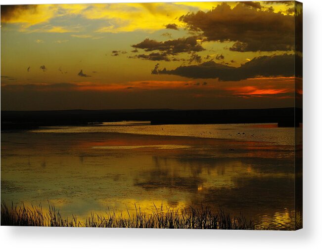 Lakes Acrylic Print featuring the photograph Sunset On Medicine Lake by Jeff Swan