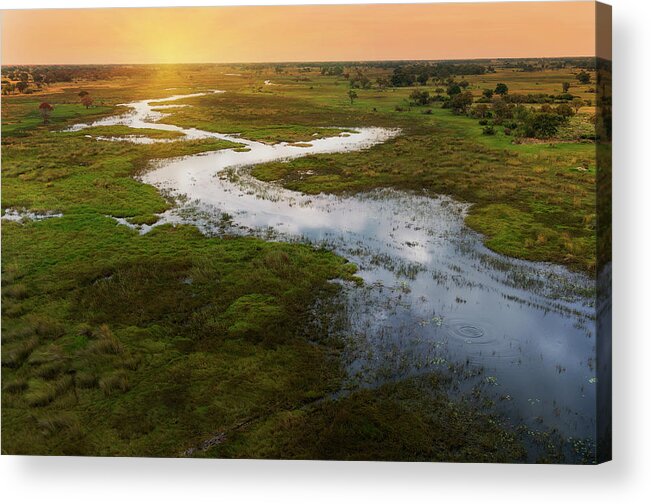 Tranquility Acrylic Print featuring the photograph Sunset On Okavango Delta, Chobe by Lost Horizon Images