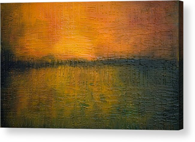 Landscape Acrylic Print featuring the painting Sunset on Wood by Stephen Degan