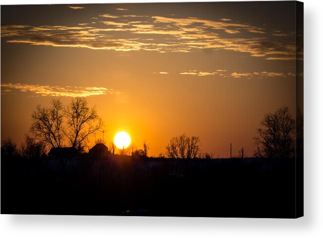 Sunset Acrylic Print featuring the photograph Sunset Over the Distant Farm by Holden The Moment
