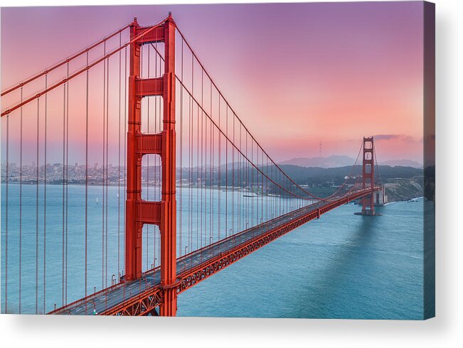 Afternoon Acrylic Print featuring the photograph Sunset over the Golden Gate Bridge by Sarit Sotangkur