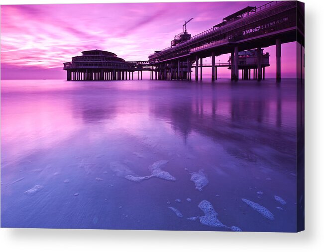 Scheveningen Acrylic Print featuring the photograph Sunset over the Pier by Mihai Andritoiu