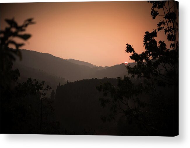 Scenics Acrylic Print featuring the photograph Sunset Through Kyoto Hills by Hal Bergman