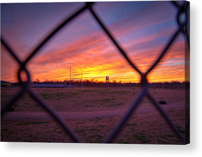 Tim Stanley Acrylic Print featuring the photograph Sunset Through the Fence by Tim Stanley