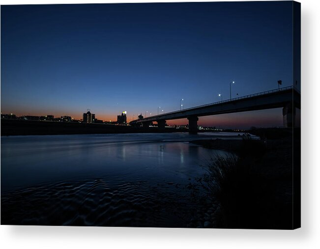 Built Structure Acrylic Print featuring the photograph Sunset View On The Other Side Of Tama by Chikako Nobuhara