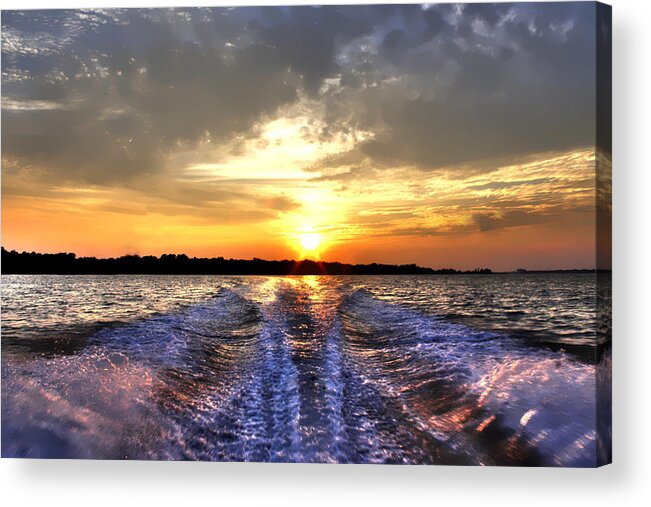Sunset Acrylic Print featuring the photograph Sunset Wake by Debra Forand